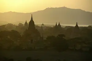 Yellow-dipped steeples and spires