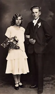 Young bridal couple, historic photograph