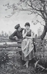 Young couple in love in the countryside