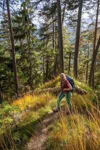 Young hiker on the trail to the Kramer