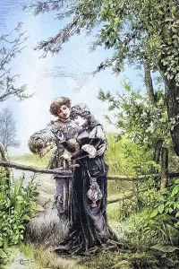 Young lovers meet in the wild, historical