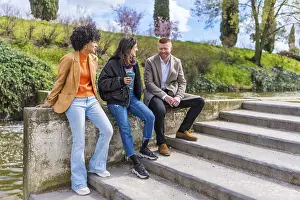 Three young professionals enjoying a break