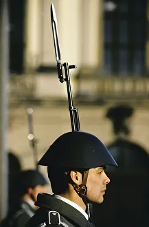Young soldier from the former DDR keeps guard
