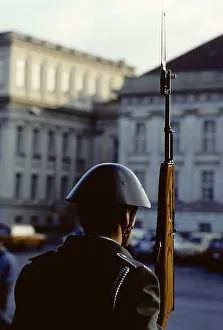 Young soldier from the former DDR keeps guard