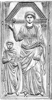 Young Valentinian III with his mother