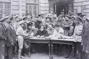 Young volunteers recruiting office