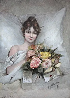 Young woman with a bouquet of flowers