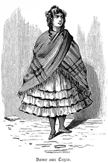 Young woman, distinguished, poncho