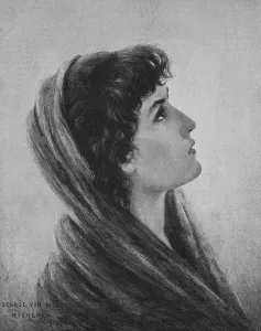 Young woman with veil in profile