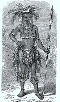 Young Zulu Kaffir in state suit in 1878