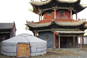 Yurt and temple, Temple museum of the Choijin Lama Ulaan-Baatar Mongolia