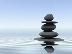 Category Buddhism Prints: Zen stones in water