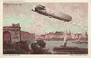 Zeppelin over Mannheim, Baden-Wuerttemberg