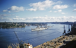 Zerstoerer-Kriegsschiff der russischen Marine im Hafen, Stockholm, Schweden 1958