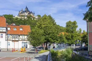 Zillierbach and Schone Ecke with a view of the castle